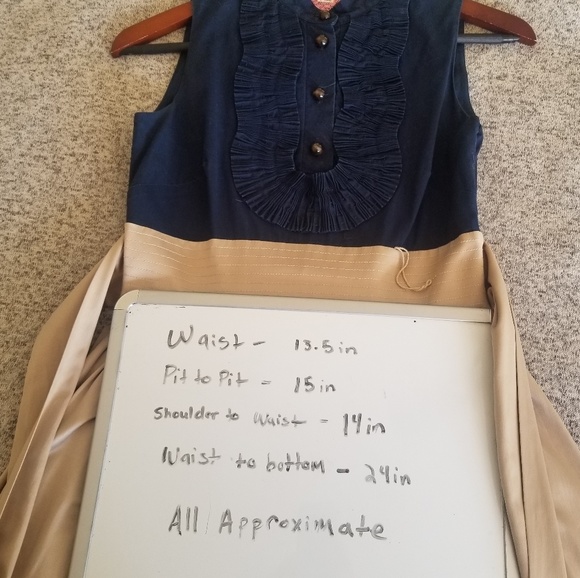 🛍 ELIZA J Navy and Gold Dress - Picture 4 of 6